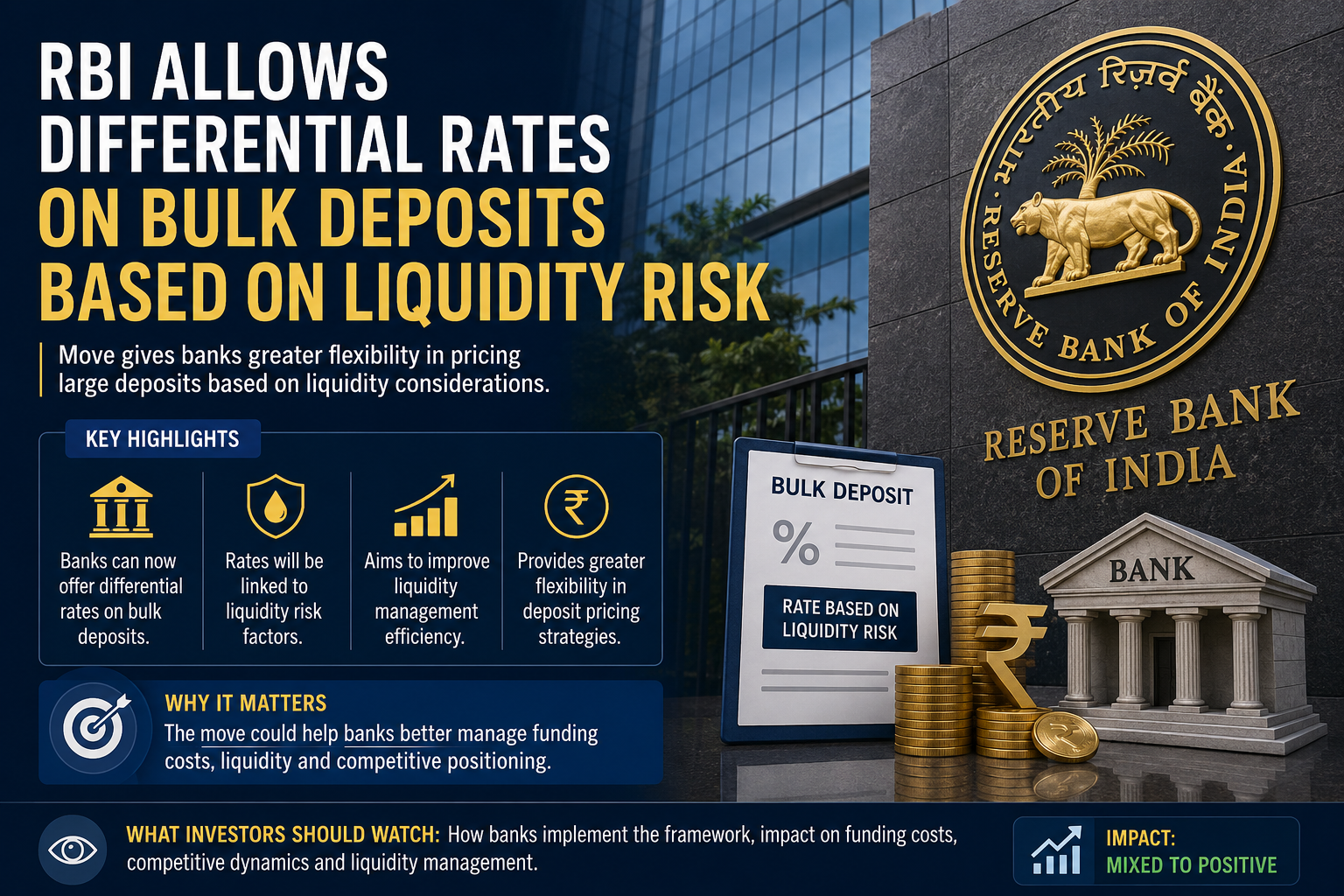 RBI Allows Differential Bulk Deposit Rates Based on Liquidity Risk: What It Means for Banks and Investors