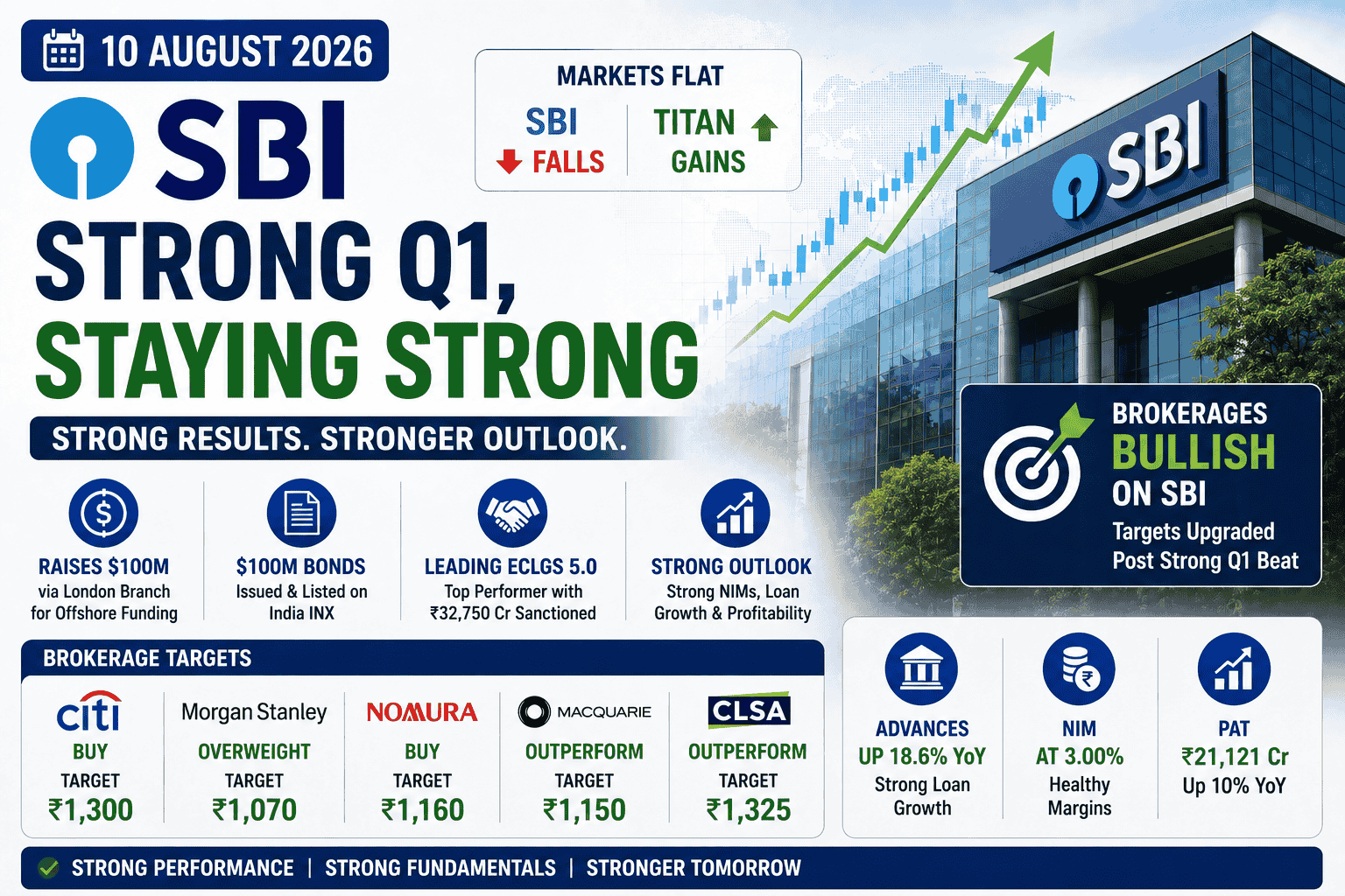 SBI Stock Today (10 Aug 2026): Rises on Q1 Beat, Then Slips as Analysts Split on Targets